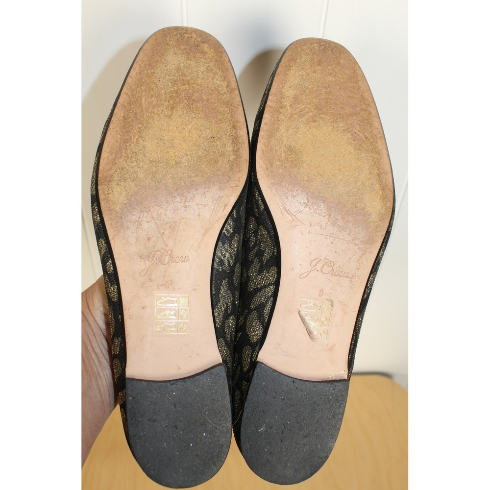 J.Crew Metallic Leopard Jacquard Flats Smoking Loafers Black Womens 9 - Picture 5 of 8